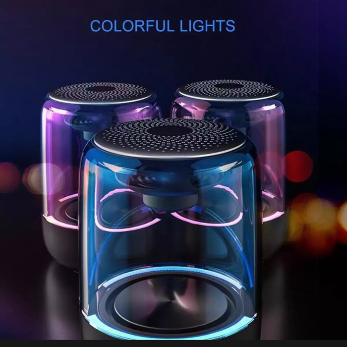  Loa Bluetooth Trên Dưới Trong Suốt Yayusi C7 âm thành vòm 6D âm bass trầm led RGB pin 1000mAh - ADP6868 - aalo.vn