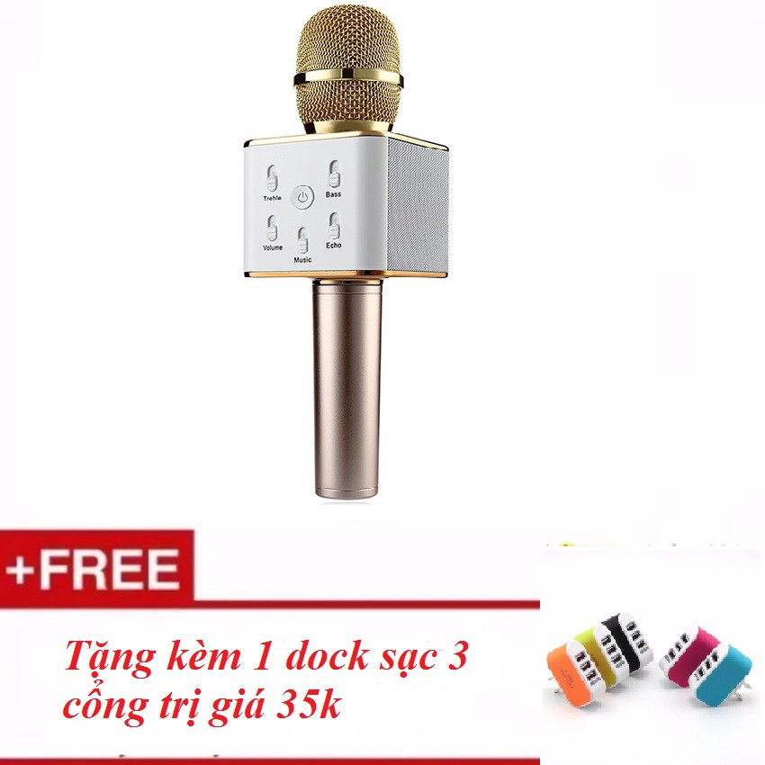 Micro Karaoke tích hợp Loa Bluetooth Q7 Tặng Kèm Cốc Sạc 3 cổng USB - aalo.vn