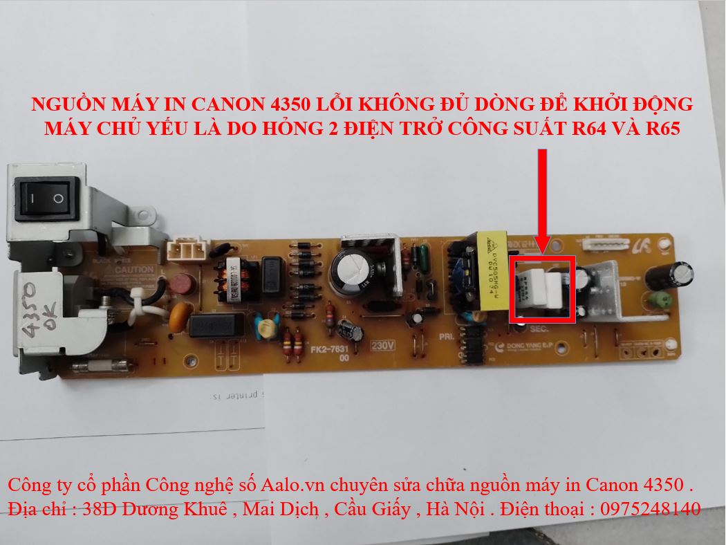 Sửa nguồn máy in Canon 4350 lỗi không đủ dòng để khởi động máy 