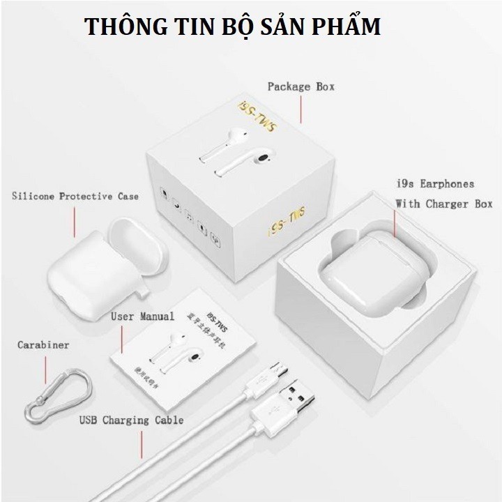 Hot I9S Tai Nghe Bluetooth Không Dây I9S TWS Âm Thanh Cực Hay Dành Cho IOS Hoặc Android - aalo.vn