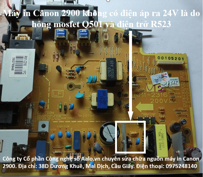 Sửa nguồn máy in Canon 2900 lỗi không có nguồn ra 24V - Aalo.vn