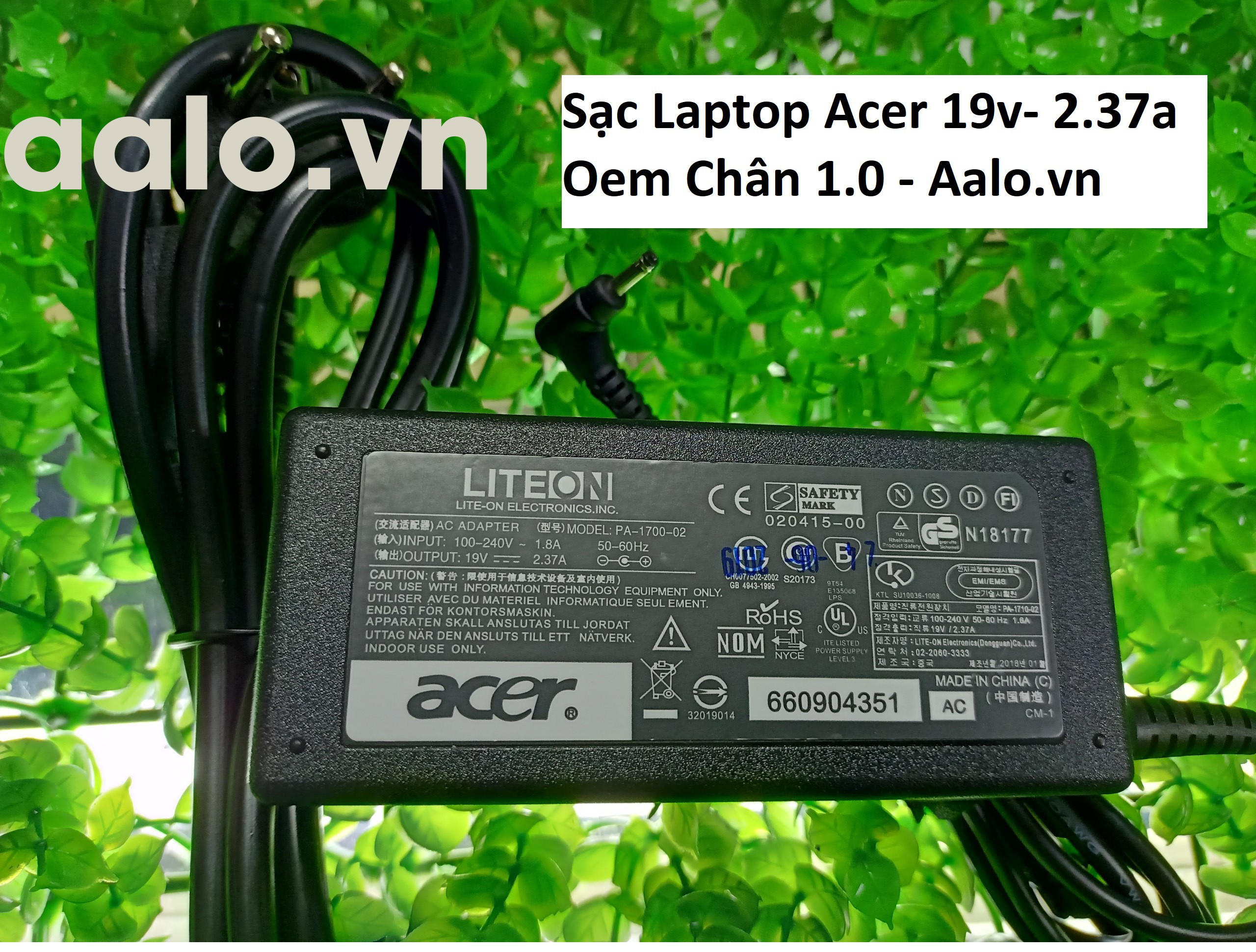 Sạc Laptop Acer 19v- 2.37a Oem Chân 1.0