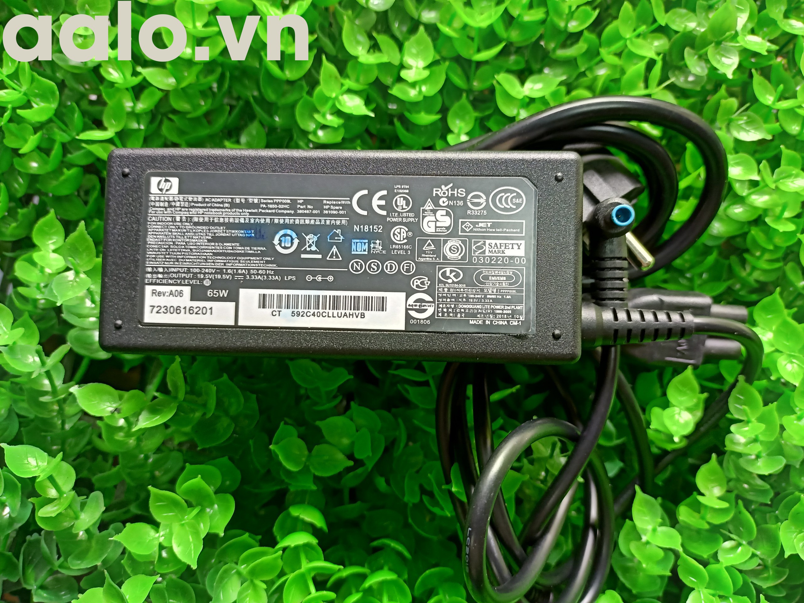 Sạc laptop  HP 19.5V 3.33A 65W Chân xanh kim nhỏ 