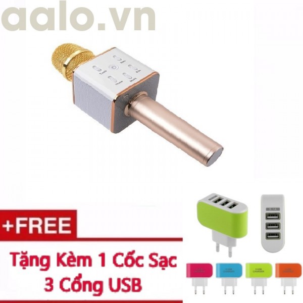 Micro Karaoke tích hợp Loa Bluetooth Q7 Tặng Kèm Cốc Sạc 3 cổng USB - aalo.vn