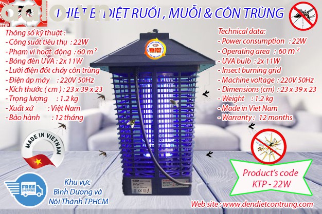 Thiết bị diệt muỗi độc quyền KTP - 22W, lưới điện