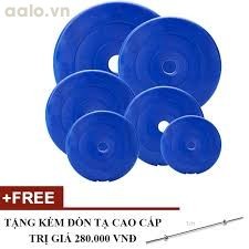 Trọn bộ tạ miếng nhựa 1kg, 2kg, 3kg, 4kg, 5kg,10kg - mỗi loại 2 miếng (Tặng đòn tạ 1m)  