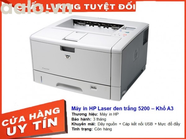 Máy in HP Laser đen trắng 5200 - Khổ A3 Kèm hộp mực , dây nguồn , dây usb mới -  aalo.vn