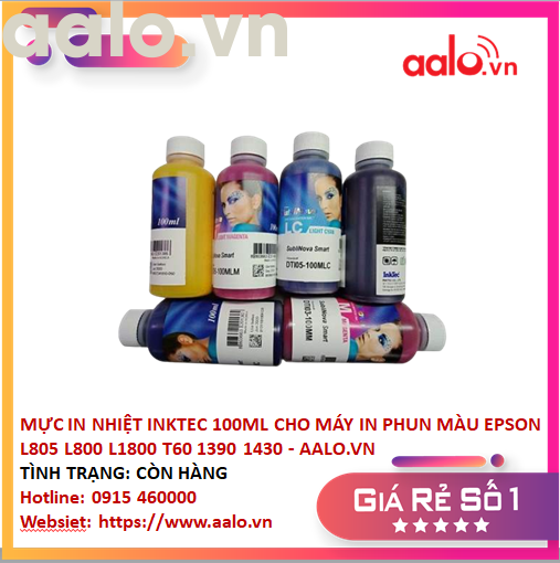 MỰC IN NHIỆT INKTEC 100ML CHO MÁY IN PHUN MÀU EPSON L805 L800 L1800 T60 1390 1430 - AALO.VN