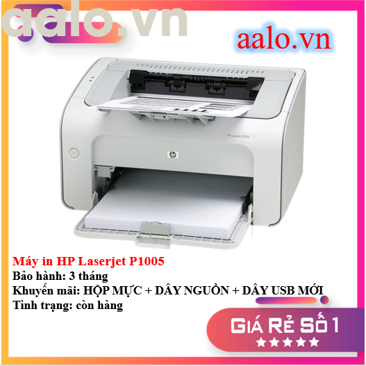 Máy in HP Laserjet P1005 - KÈM HỘP MỰC , DÂY NGUỒN , DÂY USB MỚI - AALO.VN