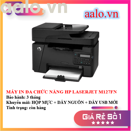 MÁY IN ĐA CHỨC NĂNG HP LASERJET M127FN - KÈM HỘP MỰC , DÂY NGUỒN , DÂY USB MỚI - AALO.VN