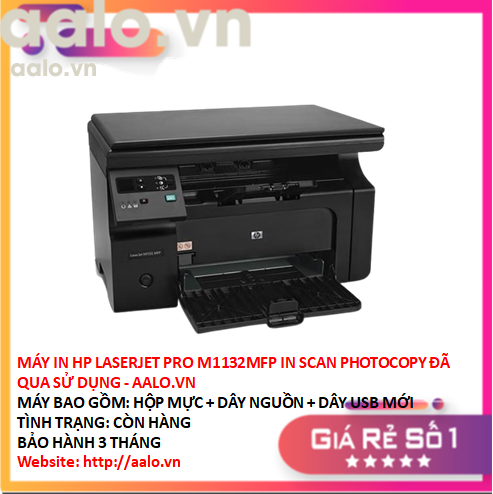 Máy in Laser đen trắng Đa chức năng HP Pro M1132MFP (in, scan, copy, photo) tặng hộp mực , dây nguồn , dây USB mới - aalo.vn