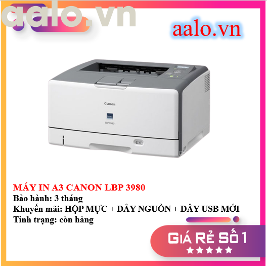 MÁY IN A3 CANON LBP 3980 - KÈM HỘP MỰC , DÂY NGUỒN , DÂY USB MỚI - AALO.VN