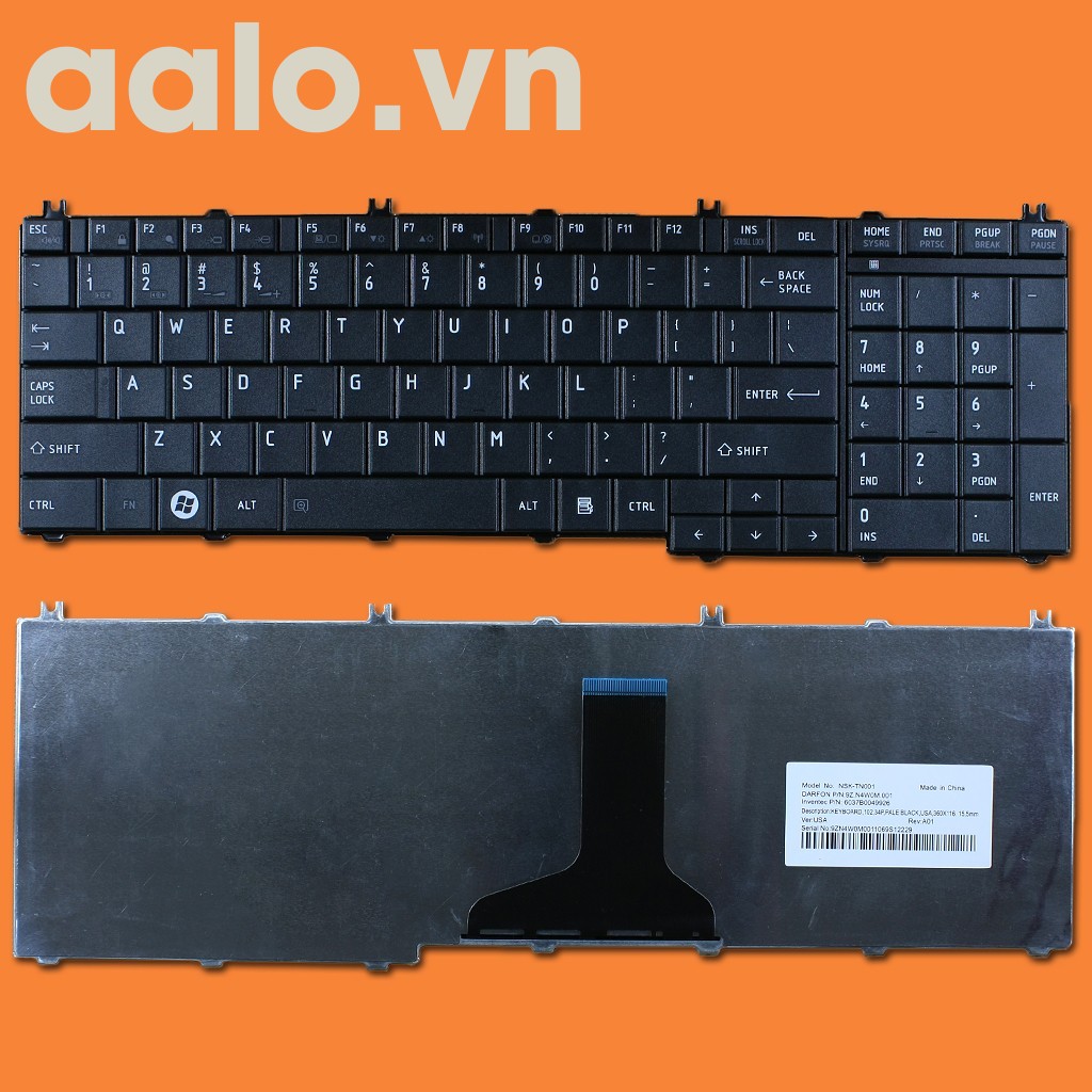 Bàn phím laptop TOSHIBA C650, C655, C660, L650, L655, L670, L750, L770 - Keyboard TOSHIBA