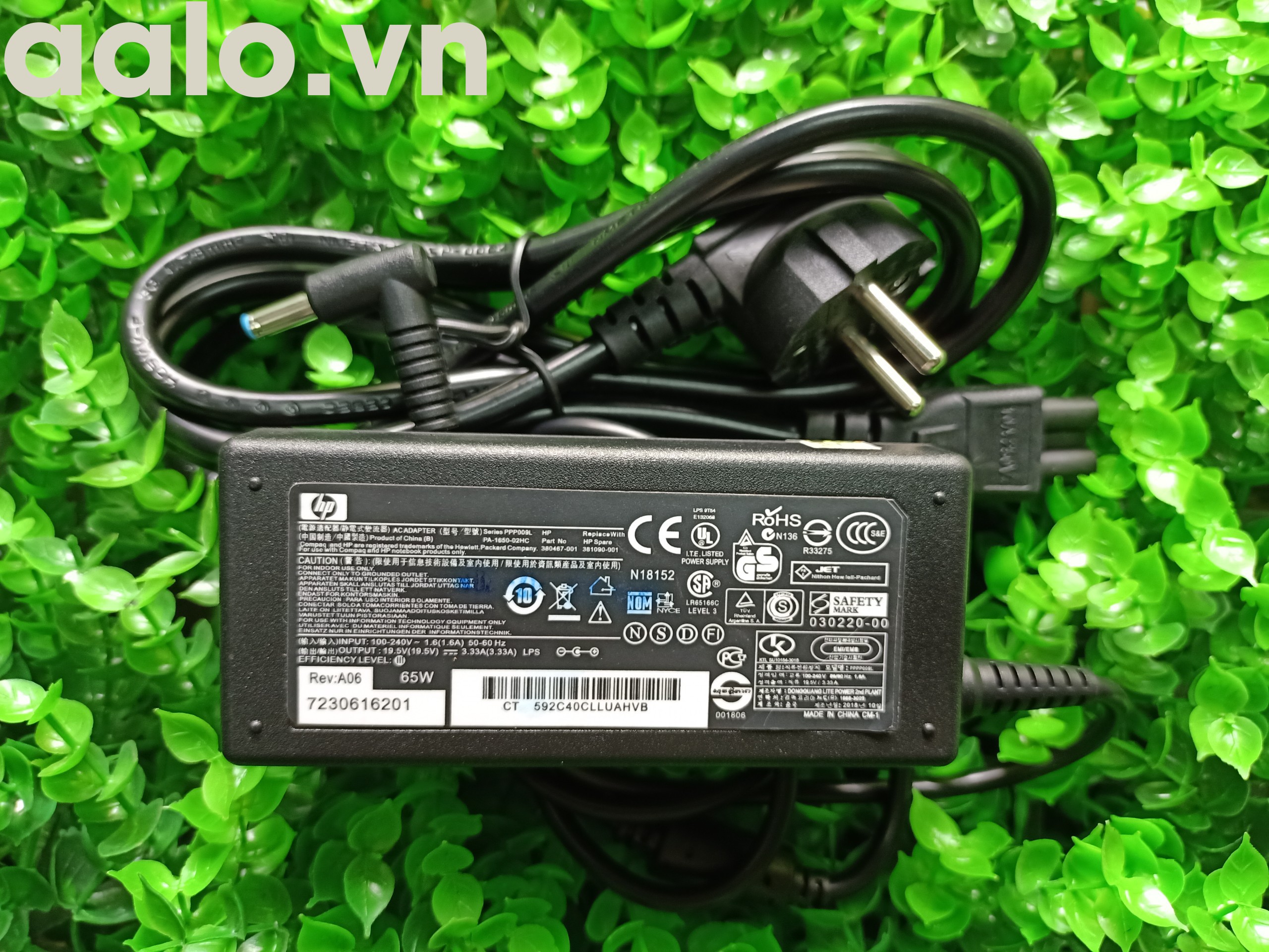 Sạc laptop  HP 19.5V 3.33A 65W Chân xanh kim nhỏ 