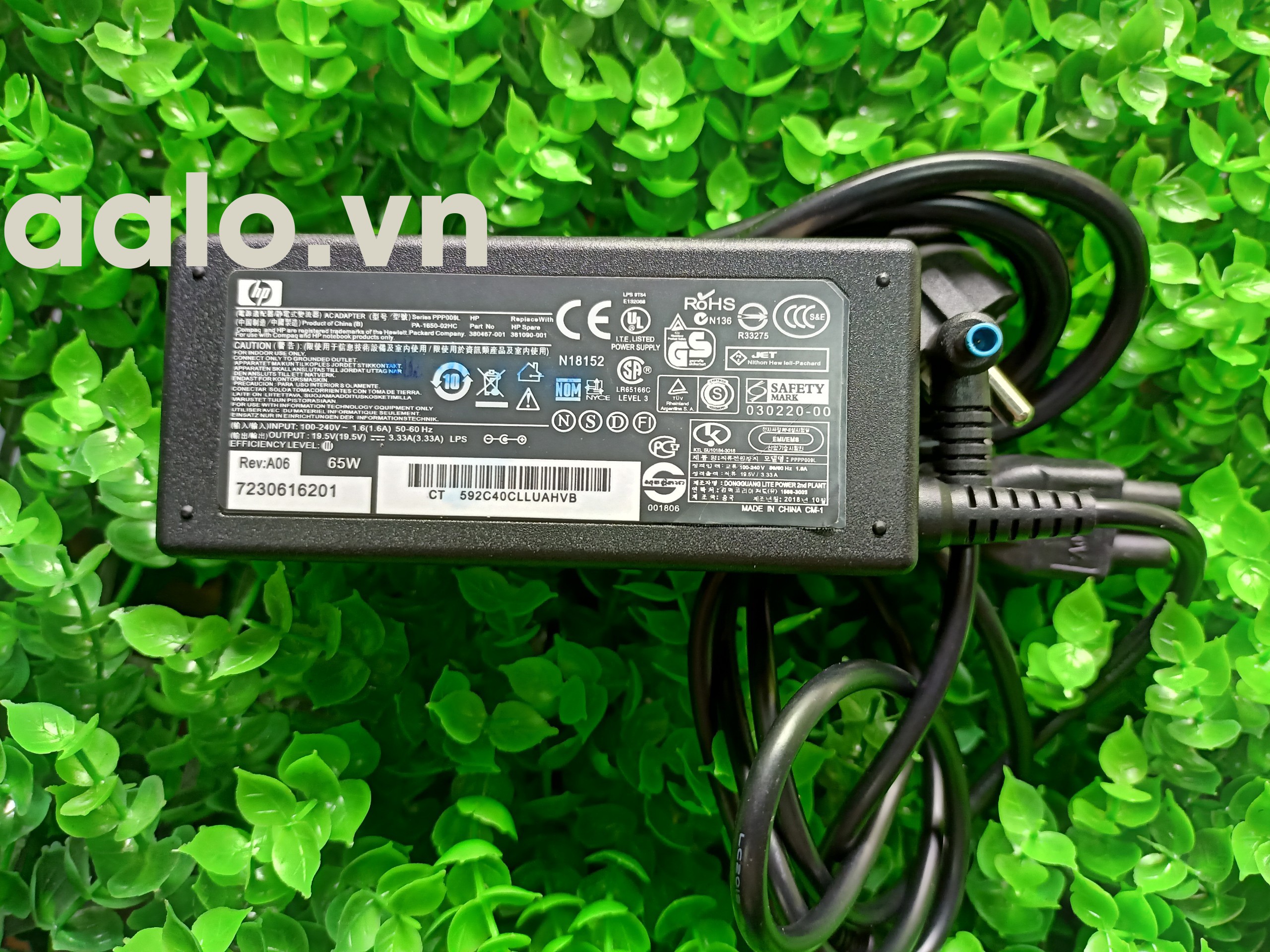 Sạc laptop  HP 19.5V 3.33A 65W Chân xanh kim nhỏ 