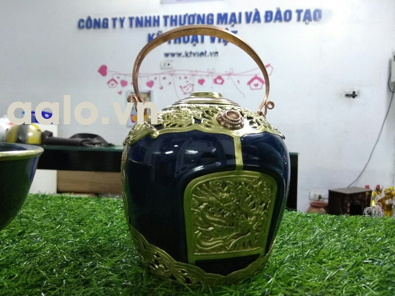 Điếu bát men rạn giả cổ bọc đồng M01