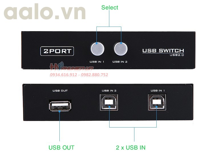 Bộ chia máy in từ 1 ra 2 Switch USB MT-VIK