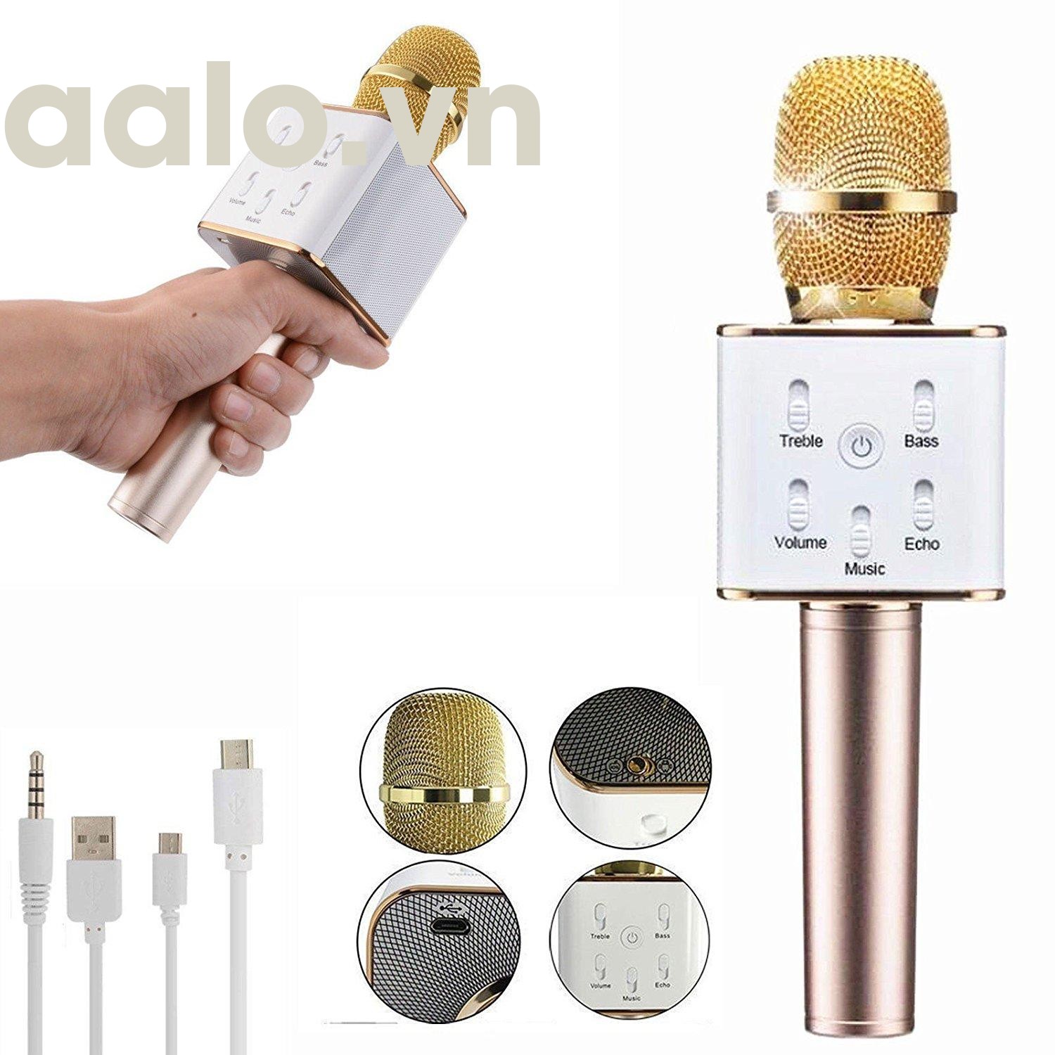 Micro Karaoke tích hợp Loa Bluetooth Q7 Tặng Kèm Tai Nghe Khóa Kéo Zipper - aalo.vn