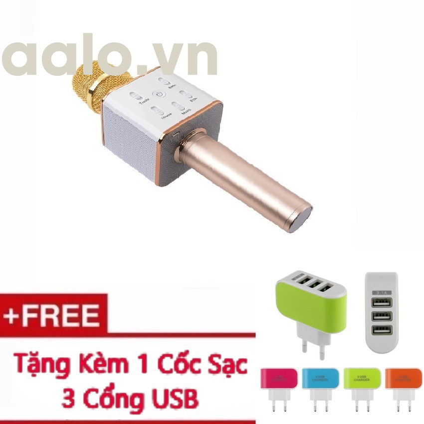 Micro Karaoke tích hợp Loa Bluetooth Q7 Tặng Kèm Cốc Sạc 3 cổng USB - aalo.vn