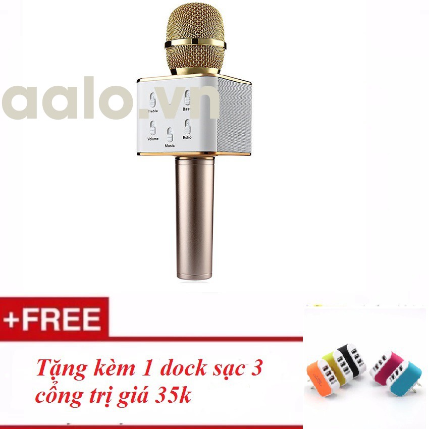 Micro Karaoke tích hợp Loa Bluetooth Q7 Tặng Kèm Cốc Sạc 3 cổng USB - aalo.vn