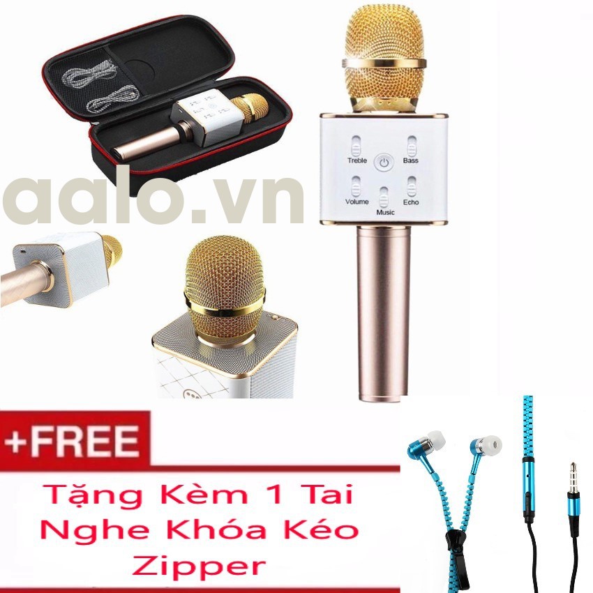 Micro Karaoke tích hợp Loa Bluetooth Q7 Tặng Kèm Tai Nghe Khóa Kéo Zipper - aalo.vn