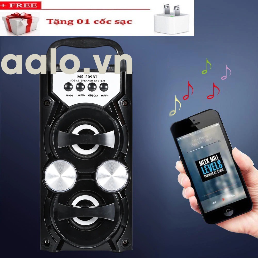 Loa Bluetooth Speaker 205BT/209BT Âm thanh hay chuẩn có đèn led ( tặng kèm củ sạc nhanh) - aalo.vn